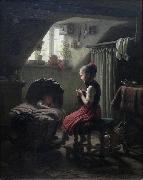 Johann Georg Meyer Little Housewife oil painting on canvas